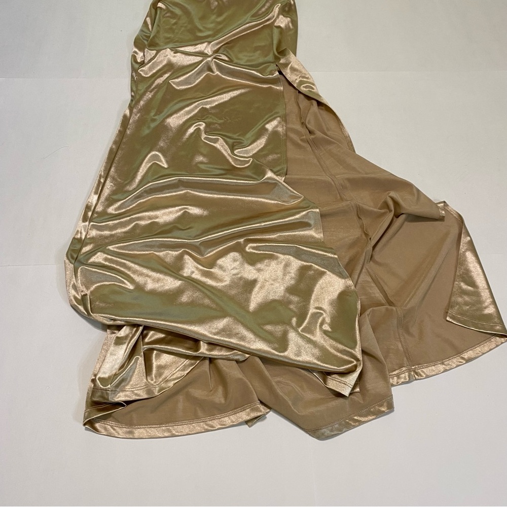 Windsor Gold Satin Maxi Formal Prom Romantic Dress - Picture 4 of 11